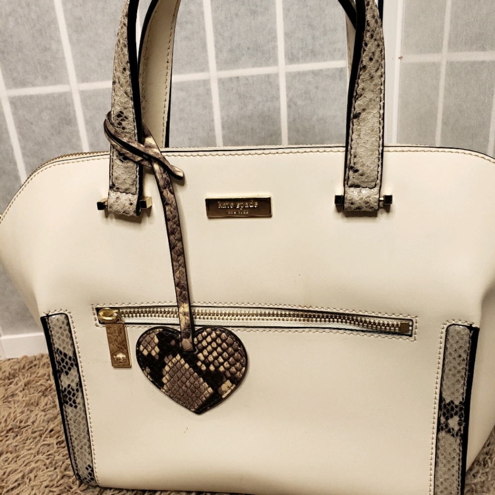Kate Spade ivory snake skin bag